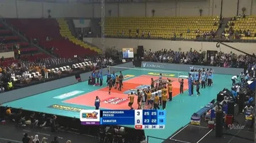 Jakarta Bhayangkara Presisi menang 3-0 atas Surabaya Samator di final four Proliga 2025 putra/foto: Vidio