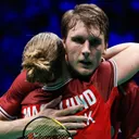 Situasi setelah Jesper Toft/Amalie Magelund mengalahkan Rinov Rivaldy/Gloria Emanuelle Widjaja. (Foto: Instagram/badmintondenmark)