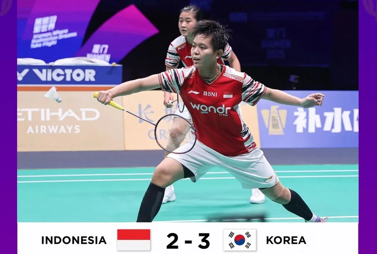 Indonesia vs Korea Selatan kalah di babak semifinal Sudirman Cup 2025. (Foto: Instagram/pbsi)