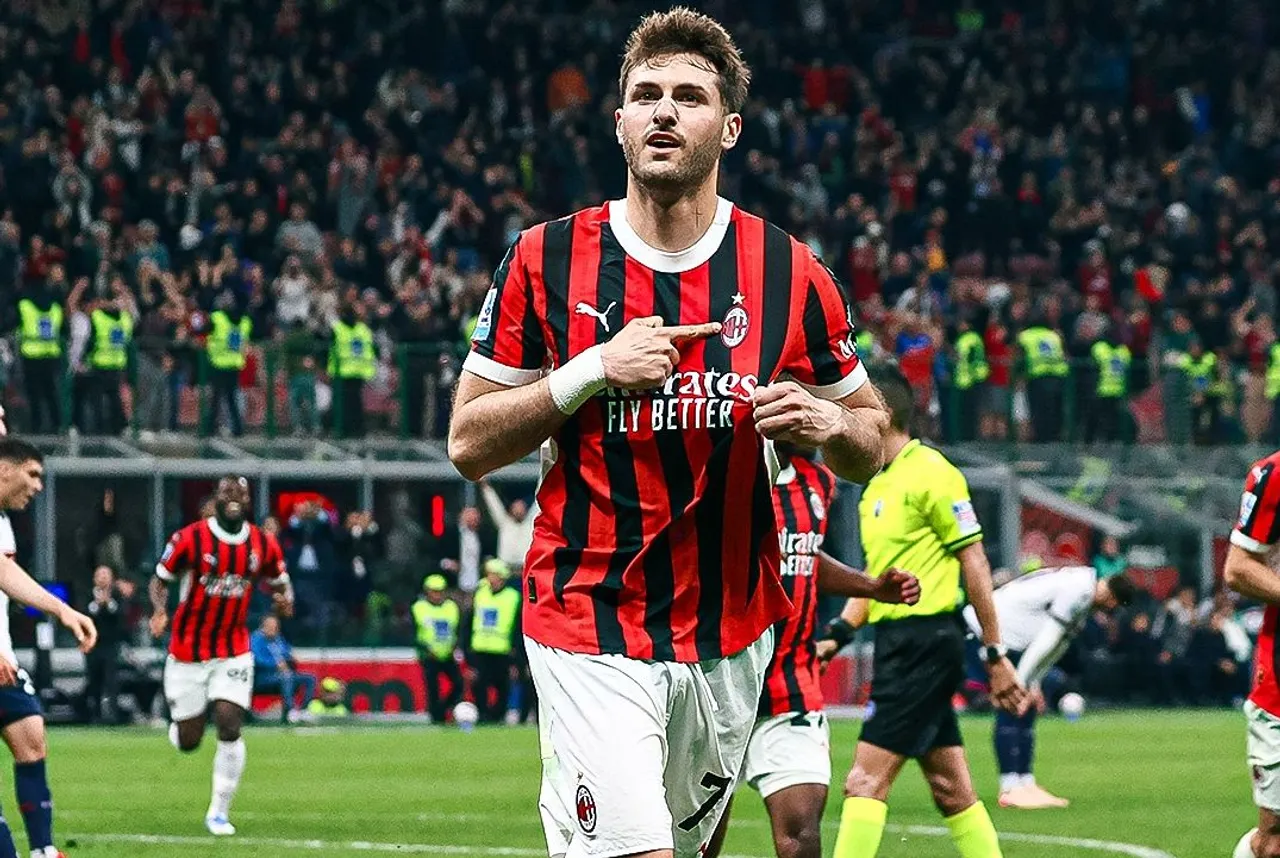 Santiago Gimenez cetak brace di pekan ke-36 Liga Italia 2024/2025 antara AC Milan vs Bologna. (Foto: Instagram/acmilan)