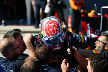 Selebrasi Max Verstappen usai memenangkan F1 GP Emilia-Romagna 2025 (Foto: x.com/F1)