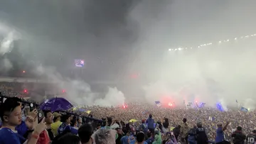 Flare di Laga Persib vs Persis/Foto: SportCorner.id/Puspa