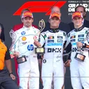 Charles Leclecr, Lando Norris, Oscar Piastri - Charles Leclecr, Lando Norris, Oscar Piastri naik podium F1 GP Monako 2025 (Foto: x.com/F1)