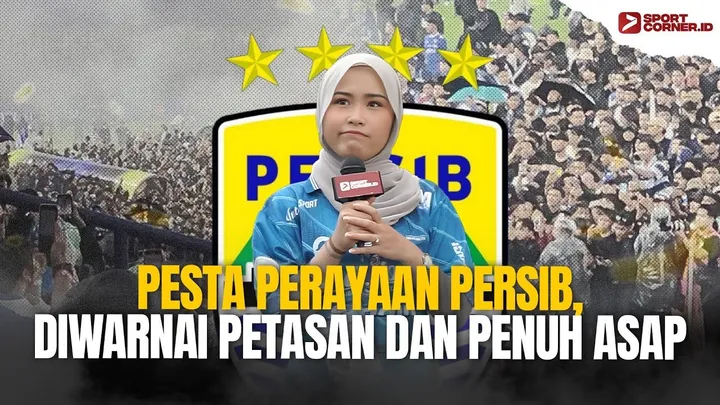 Pesta perayaan juara Persib Bandung di Stadion GBLA diwarnai penyalaan flare dan ricuh/foto: SportCorner.id