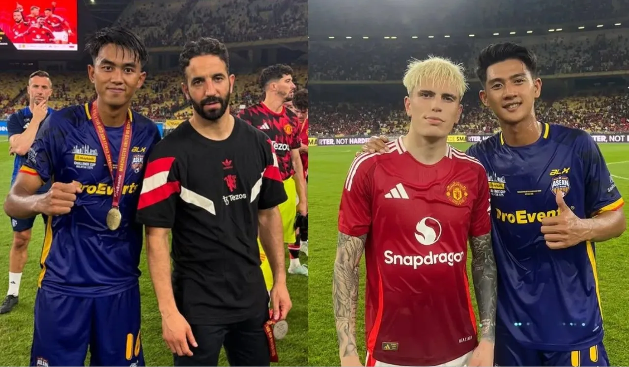 Kakang Rudianto dan Malik Risaldi di ASEAN All Star vs Man United/foto: IG Kakang Rudianto dan IG Bola Jebred
