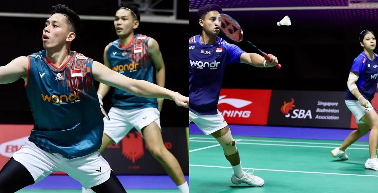Aksi Fajar/Rian dan Jafar/Felisha di 8 besar Singapore Open 2025. (Foto: Instagram/pbsi)
