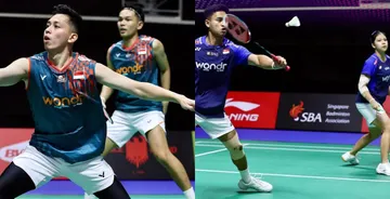 Aksi Fajar/Rian dan Jafar/Felisha di 8 besar Singapore Open 2025. (Foto: Instagram/pbsi)