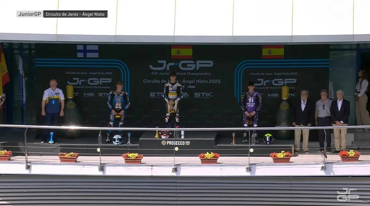 Podium race 1 JuniorGP 2025 putaran kedua di Sirkuit Jerez/foto: Youtube JuniorGP