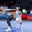 Fajar/Rian dan Dejan/Fadia - Aksi Fajar/Rian dan Dejan/Fadia dalam babak 32 besar Indonesia Open 2025. (Foto: Instagram/pbsi)