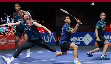 Penampilan Fajar/Rian dan Sabar/Reza di babak semifinal Indonesia Open 2025. (Foto: Instagram/pbsi)