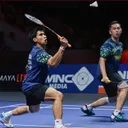 Sabar/Reza - Aksi Sabar/Reza di semifinal Indonesia Open 2025. (Foto: Instagram/pbsi)