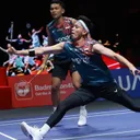 Fajar/Rian - Aksi Fajar/Rian di babak semifinal Indonesia Open 2025. (Foto: Instagram/pbsi)