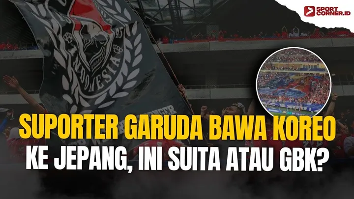 Kelompok suporter Garuda Jepang menampilkan suguhan koreo di laga Jepang vs Indonesia/foto: SportCorner.id