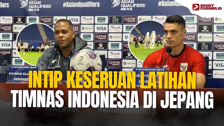 Patrick Kluivert ditemani Joey Pelupessy saat konferensi pers jelang lawan Jepang/foto: SportCorner.id