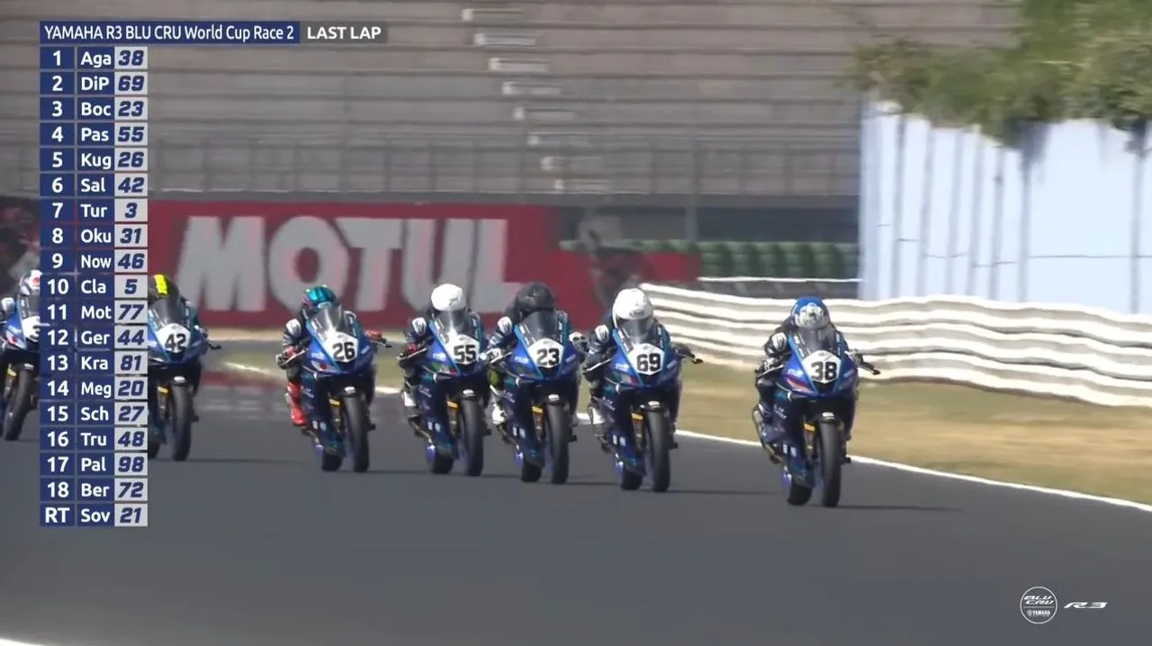 Arai Agaska crash di race 2 R3 bLU cRU World Cup 2025 seri Italia/foto: Youtube Yamaha Racing
