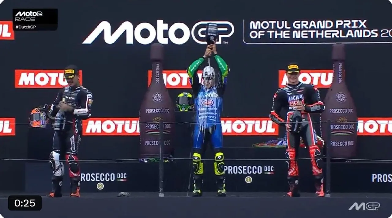Podium Moto2 2025 seri Belanda di Sirkuit Assen/foto: Ofisial X @MotoGP