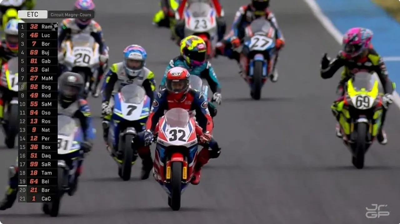 Kiandra Ramdhipa menangi race 1 European Talent Cup 2025 seri Prancis/foto: Youtube JuniorGP
