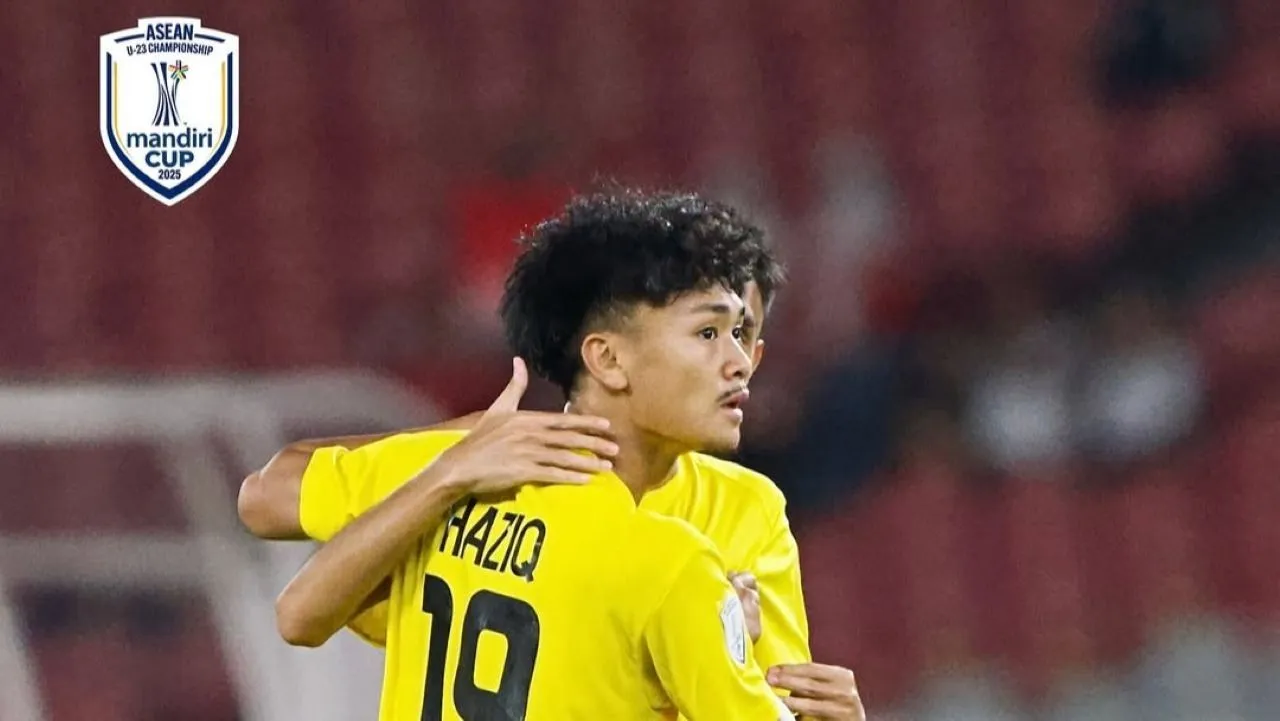 Pemain Brunei Darussalam  Haziq Naqiuddin Syamra di Piala AFF U-23/IG Federasi sepakbola Brunei.