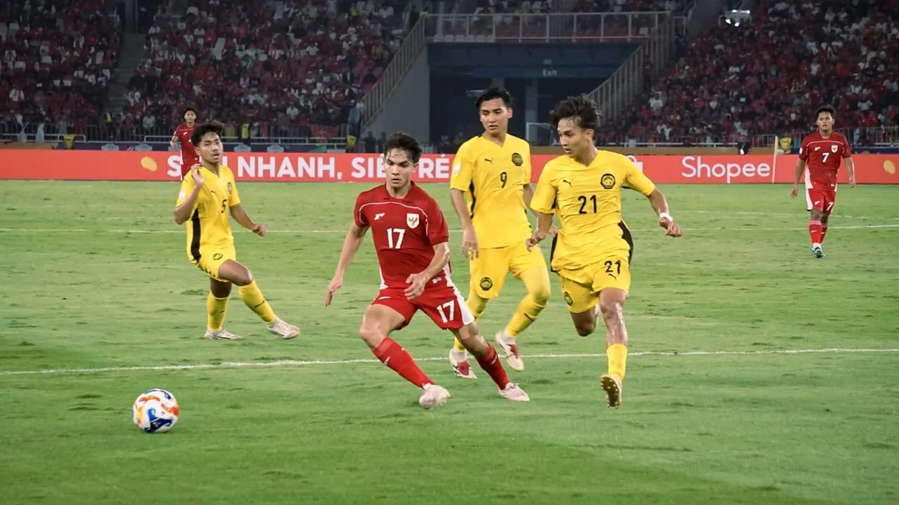 Victor Dethan vs Malaysia di Piala AFF U23 2025/Muhammad Fachri Gozali/SportCorner.id.