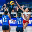 Jepang menang dramatis saat lawan Turki di perempat final VNL 2025 putri/foto: Volleyball World