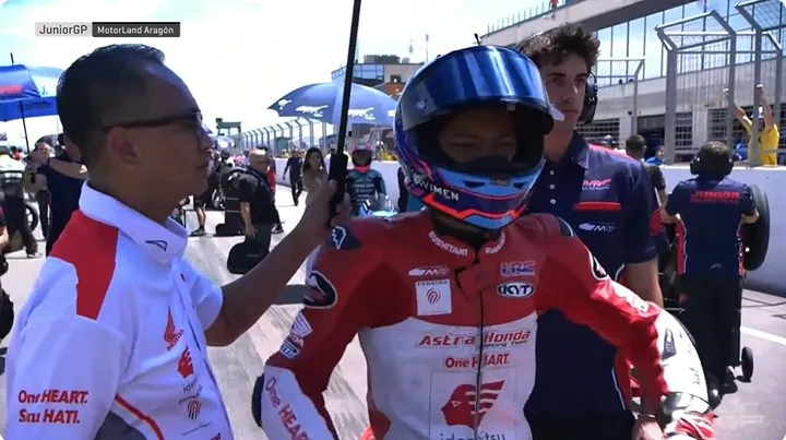 Veda Ega Pratama tampil di JuniorGP 2025 seri Aragon/foto: Youtube JuniorGP
