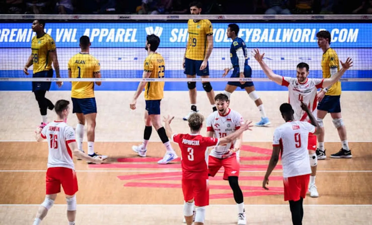 Polandia lolos ke final VNL 2025 putra usai mengalahkan Brasil dengan skor 3-0 di semifinal/foto: Volleyball World