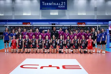 Timnas Voli Putri Thailand juara SEA V.League 2025 putri leg pertama/foto: Thai Volleyballl