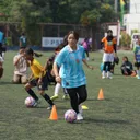 Pemain Timnas Putri Jepang Mana Iwabuchi saat Coaching Clinic di MilkLife Soccer/Istimewa.
