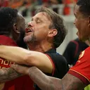 Selebrasi pelatih Persija, Mauricio Souza bersama pemain - Selebrasi pelatih Persija, Mauricio Souza bersama pemain/Hadi Febriansyah