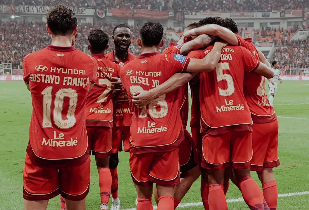 Selebrasi Pemain Persija Jakarta usai bobol gawang Persita Tangerang/foto: Ofisial Persija