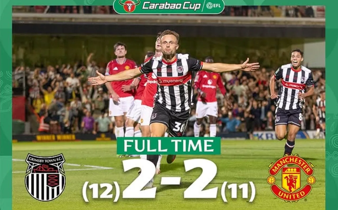 Manchester United tersingkir dari Piala Liga Inggris atau Carabao Cup 2025/2026 usai kalah adu penalti lawan Grimsby Town/foto: Instagram EFLUSA