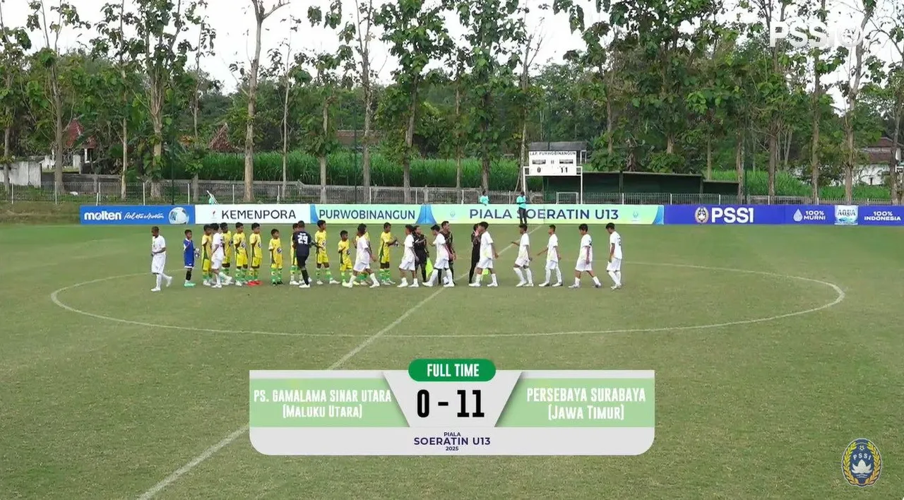 Persebaya U-13 menang 11-0 atas PS Gamalama di Piala Soeratin U-13 2025 putaran nasional/foto: PSSI TV