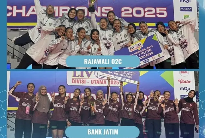 Rajawali O2C juara putaran pertama babak reguler Livoli Divisi Utama 2025 putri Pool EE/foto: Moji Sport