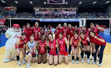 Giovanna Milana dan Skuad NEC Red Rockets di Liga Voli Putri Jepang/foto: Ofisial Red Rockets