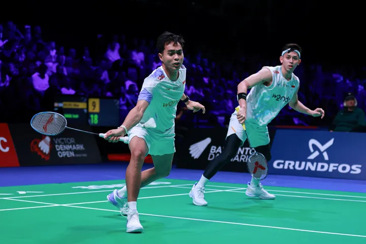 Mohammad Rian Ardiannto/Rahmat Hidayat di Denmark Open 2025: Foto: PBSI