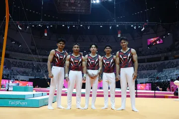 5 Gymnast Putra Indonesia Siap Tempur/Foto: JAGOC