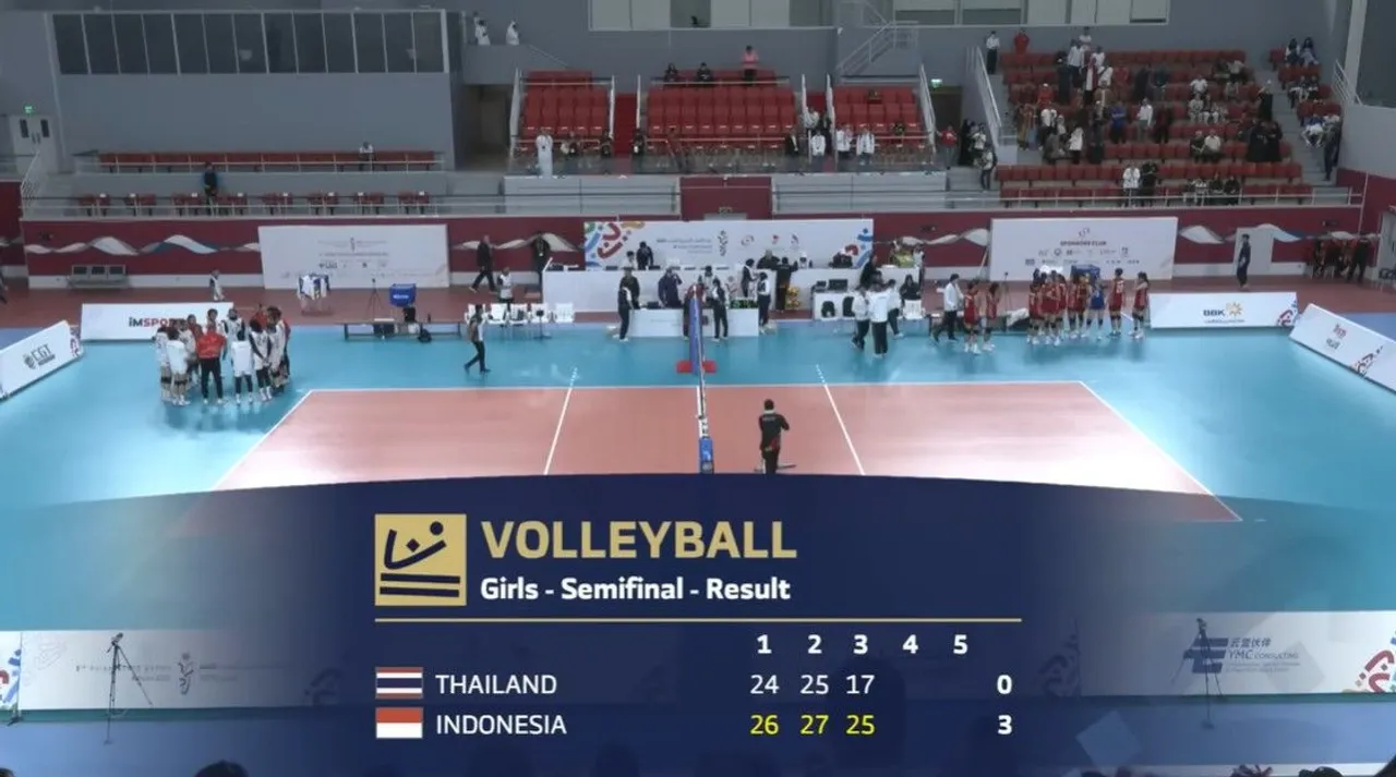 Timnas Voli Putri Indonesia U-18 menang 3-0 atas Thailand di semifinal Asian Youth Games 2025/foto: Youtube Asian Youth Games