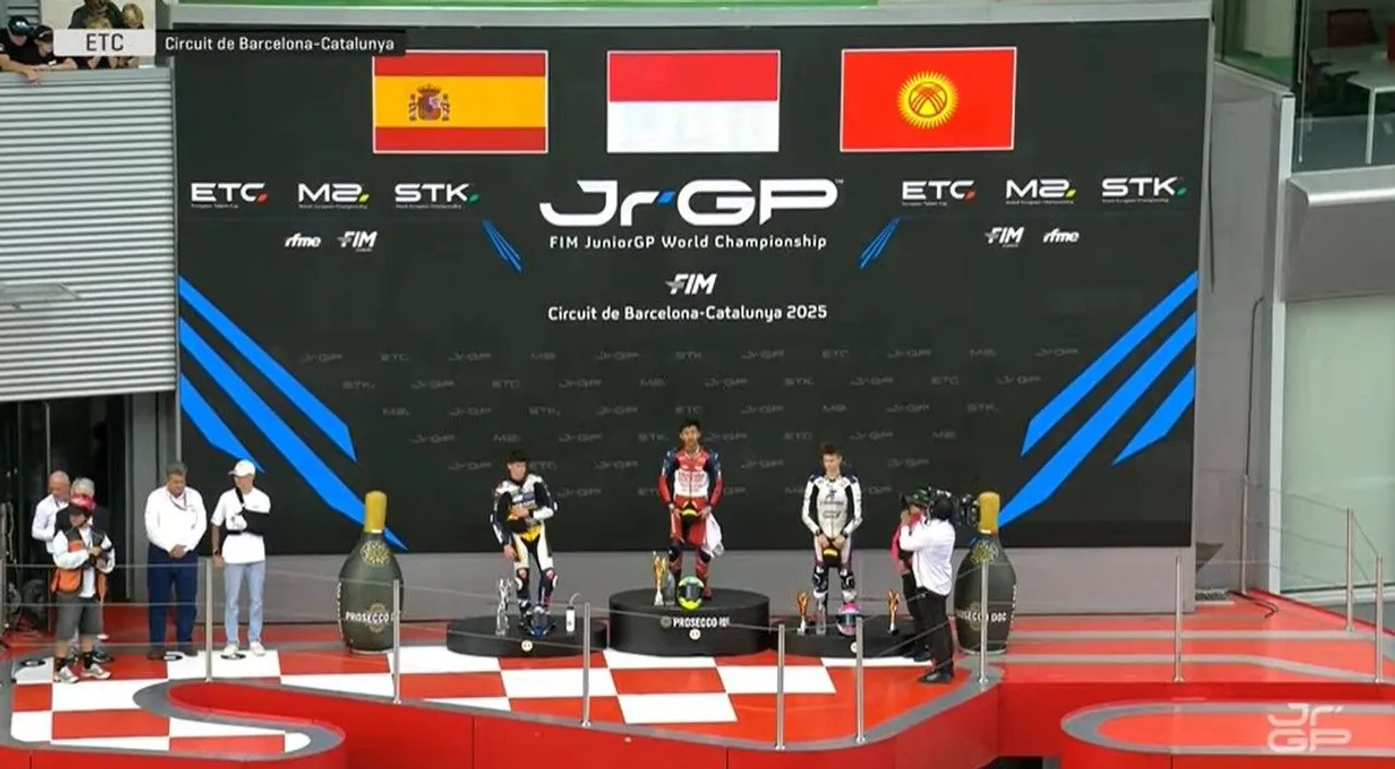 Kiandra Ramadhipa menangi balapan European Talent Cup 2025 seri Barcelona/foto: JuniorGP