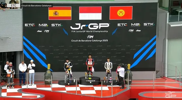 Kiandra Ramadhipa menangi balapan European Talent Cup 2025 seri Barcelona/foto: JuniorGP