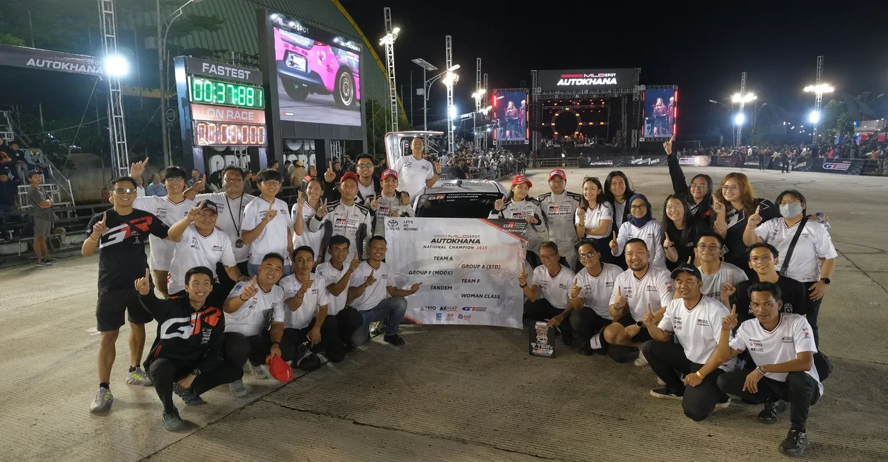 Tim Toyota Gazoo Racing Indonesia berhasil menyapu enam gelar MLDSPOT Autokhana Kejurnas Slalom 2025. (TAM)