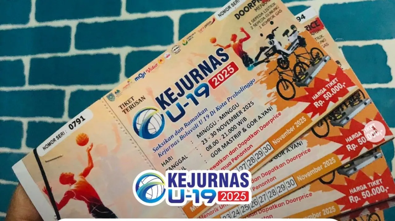 Tiket pertandingan Kejurnas Bola Voli U-19 2025 Probolinggo/foto: Moji Sport