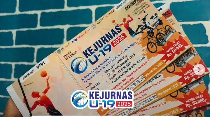 Tiket pertandingan Kejurnas Bola Voli U-19 2025 Probolinggo/foto: Moji Sport