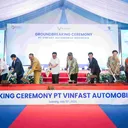 Seremoni peletakan batu pertama pembangunan pabrik mobil VinFast di Subang, Jawa Barat, Juli 2024 lalu. (VinFast Indonesia)