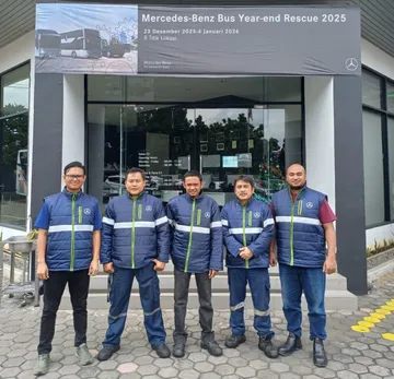 Tim Mercedes-Benz Bus Year-End Rescue bersiaga di 8 titik terpadat arus mobilitas Nataru 2025_2026. (DCVI)