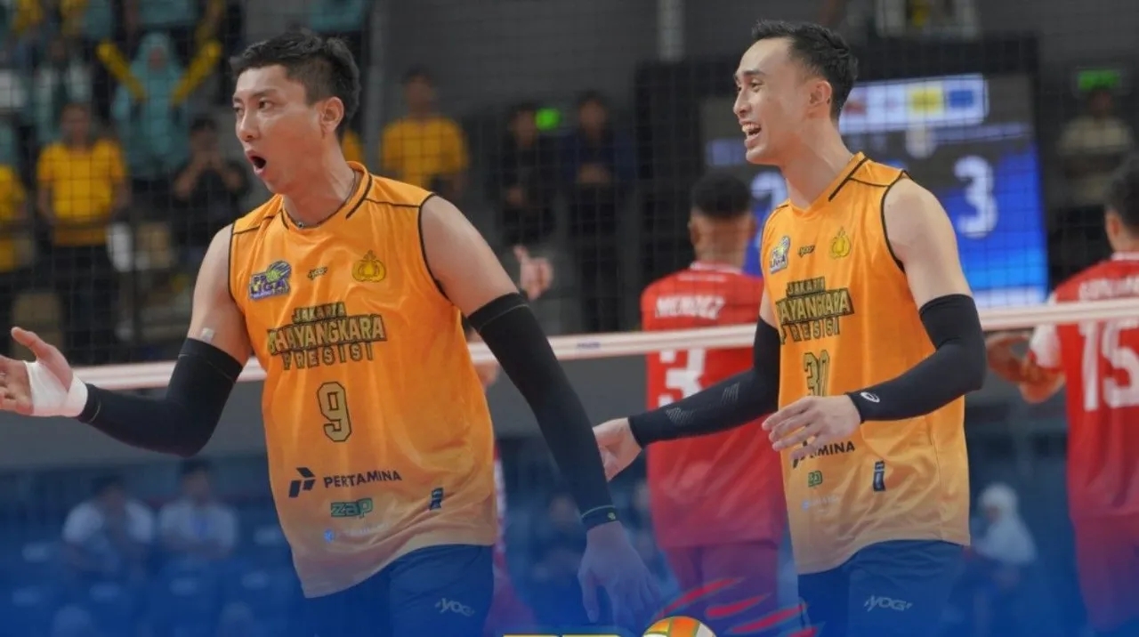 Dua bintang Jakarta Bhayangkara Presisi, Yuda Mardiansyah dan Nizar Julfikar/foto: Ofisial Bhayangkara Volley