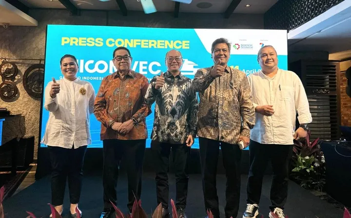 Konferensi pers kesiapan pameran GIICOMVEC 2026. (Seven Event)