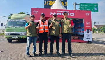 Salah satu Posko Lebaran Hino 2026 di Ngawi Jawa Timur. (HMSI).