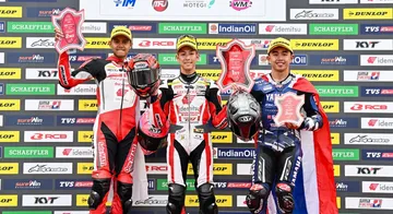 Irfan Ardiansyah bersama CBR250RR berhasil meraih podium kedua kelas AP250 di Asia Road Racing Championship (ARRC) 2026. AHM)