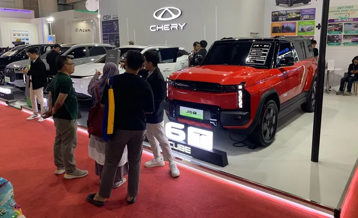 Booth Chery berlokasi di Hall A No 13, JIExpo Kemayoran, Jakarta Pusat. (CSI)