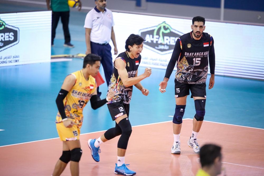 Para pemain Jakarta Bhayangkara Presisi yang tengah bertarung di AVC Men's Club Volleyball Championship 2023